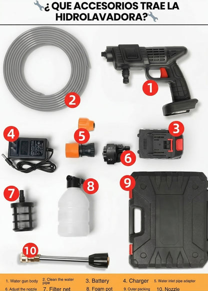 💦COMBO HIDROLAVADORA 10 ACCESORIOS + ASPIRADORA 3 EN 1