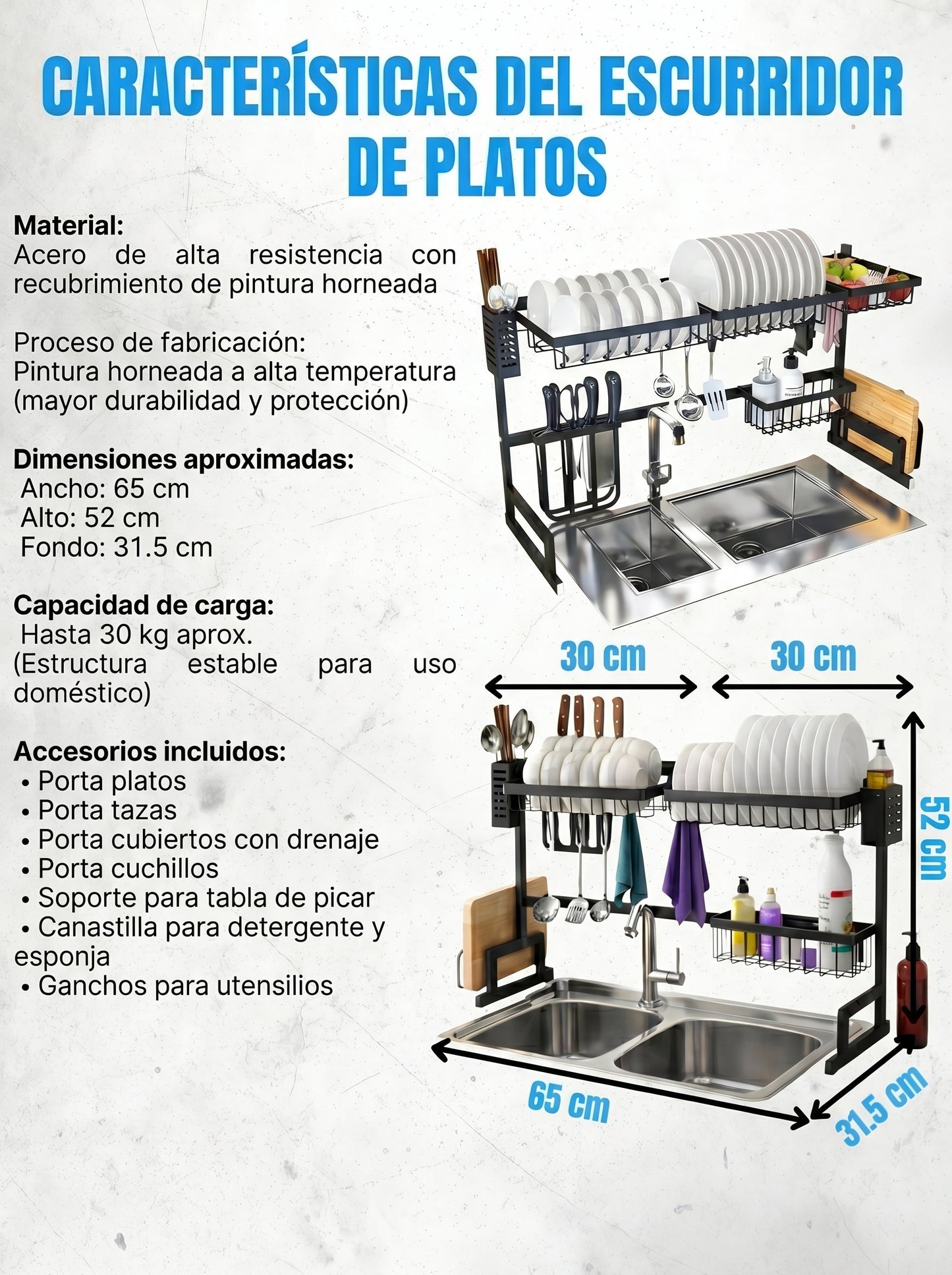 Escurridor de Platos sobre Lavaplatos+ Accesorios🧼