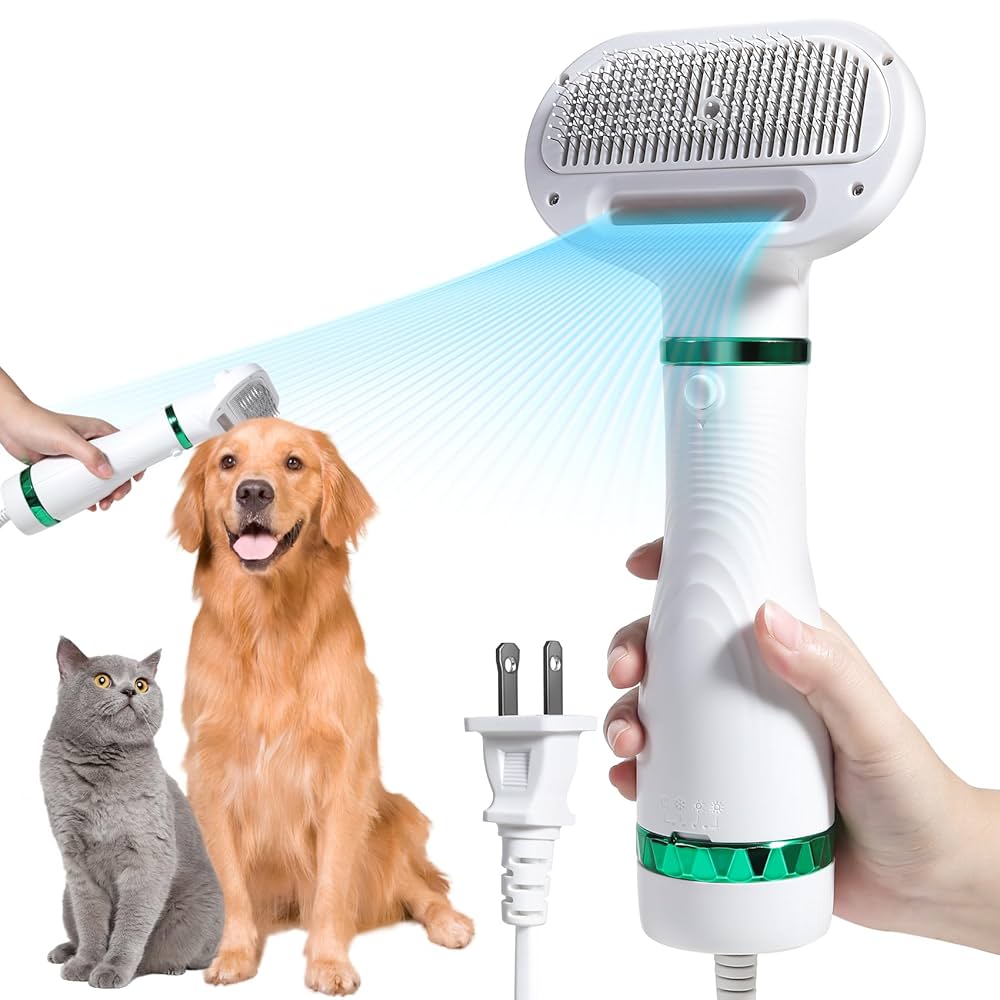 FluffyPro - Cepillo Secador 2 en 1 Premium – Pelaje Suave, Secado Rápido