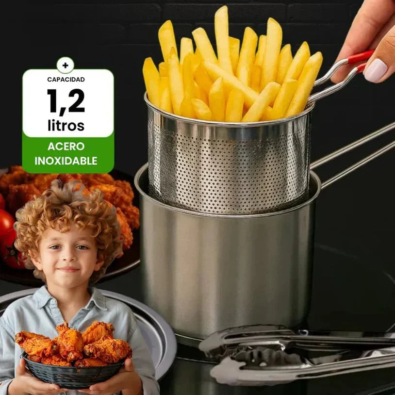 Olla freidora de 1,2L en acero inoxidable 304 alemán